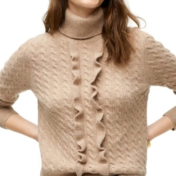 J. Crew Sweaters - NWOT J.Crew Rufflefront Turtleneck, White